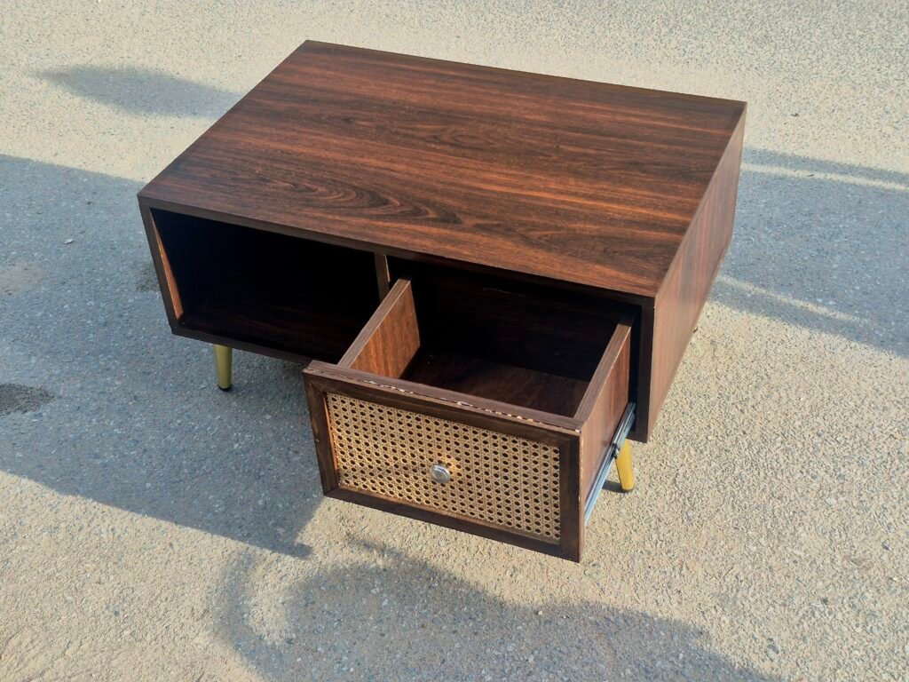 Premium Rattan Coffee Table with Golden Legs