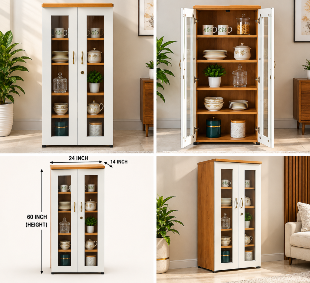 Display Cabinet with 5 Compartments, Multipurpose Showcase for Living Room