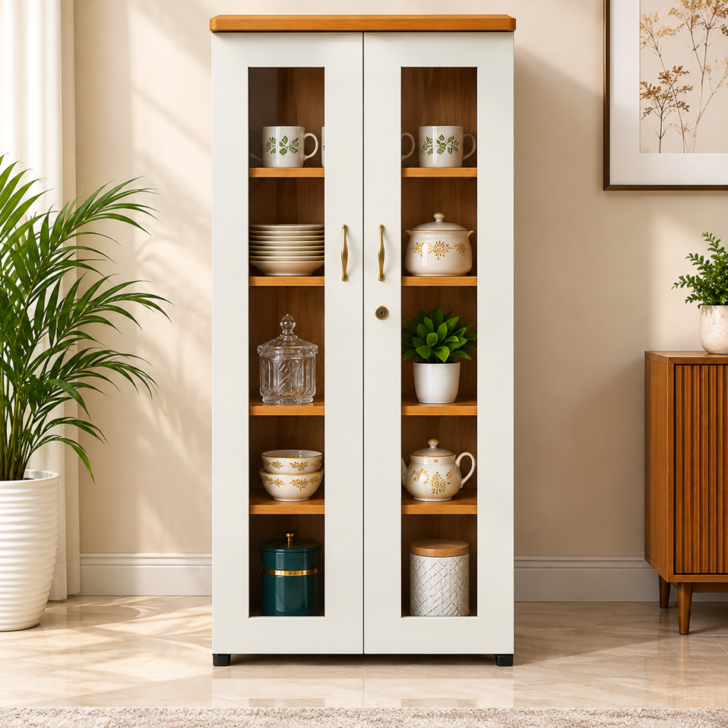 Display Cabinet with 5 Compartments, Multipurpose Showcase for Living Room