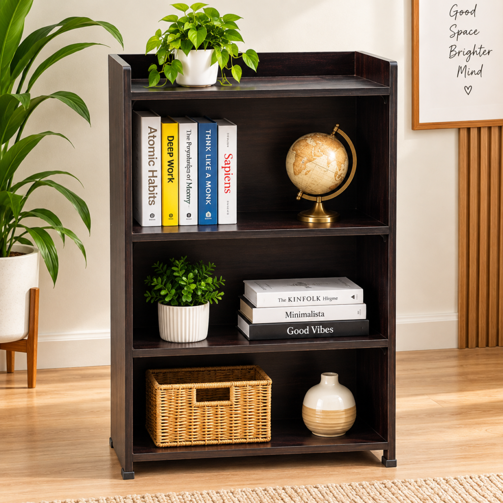 Open Bookshelf / Kitchen Shelf in Venge Ash Colour – Wooden Storage Rack