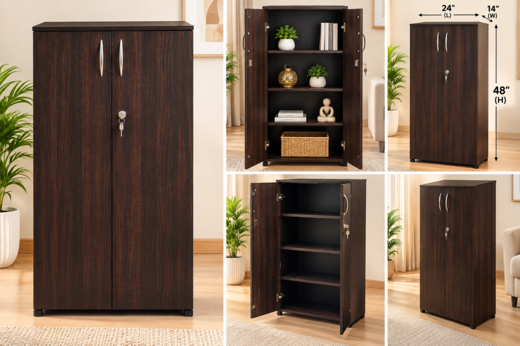 Evershine Furniture Bookshelf / Kitchen Shelf / Small Wardrobe 24 x 48 x 14 Inches