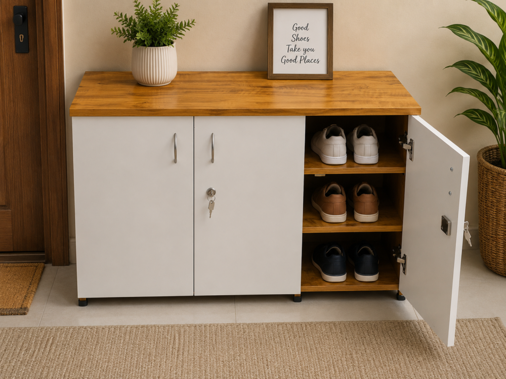 3 Door Shoe Rack for Home-Mango & White