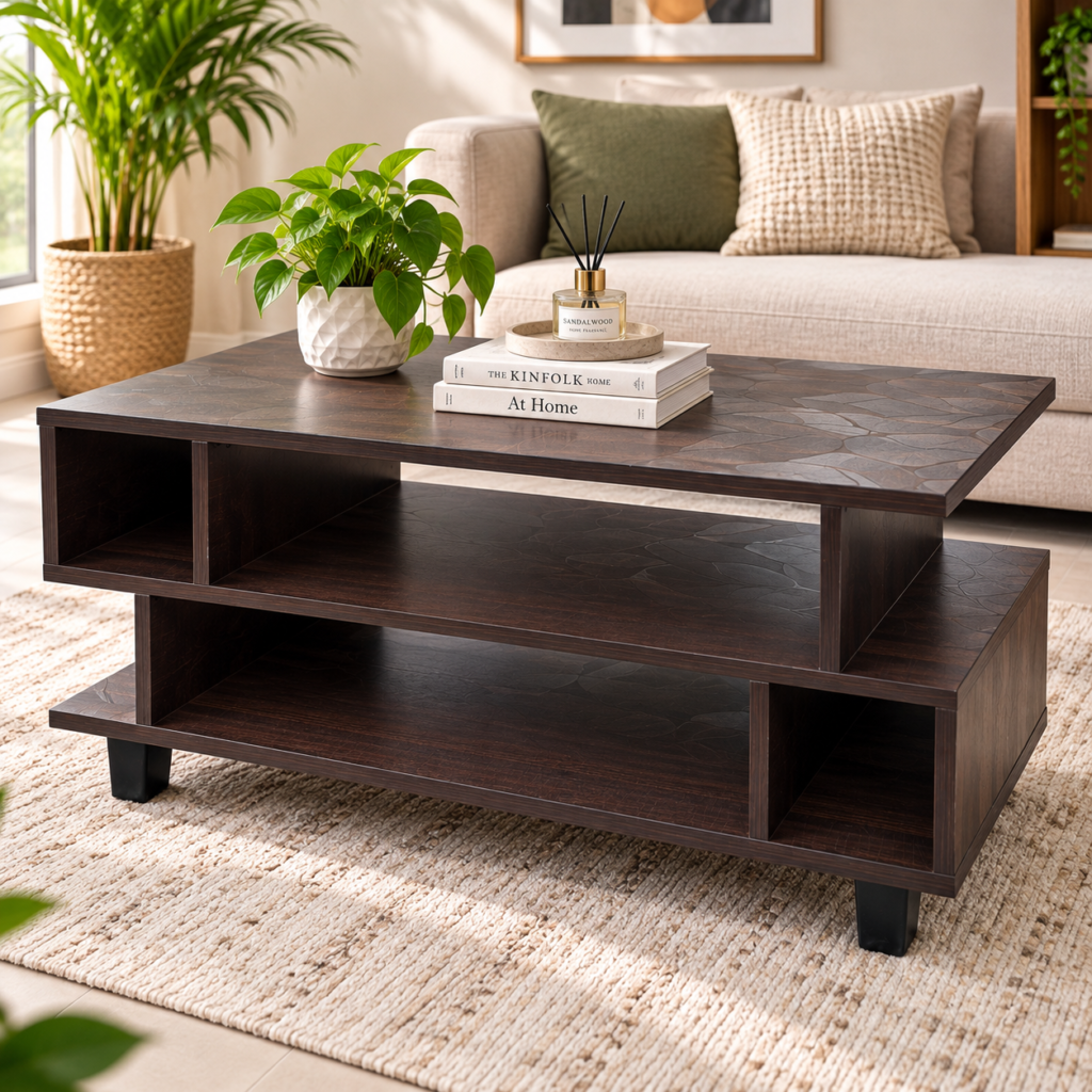 S Tea Pai Coffee Table in Brown – Modern Living Room Table