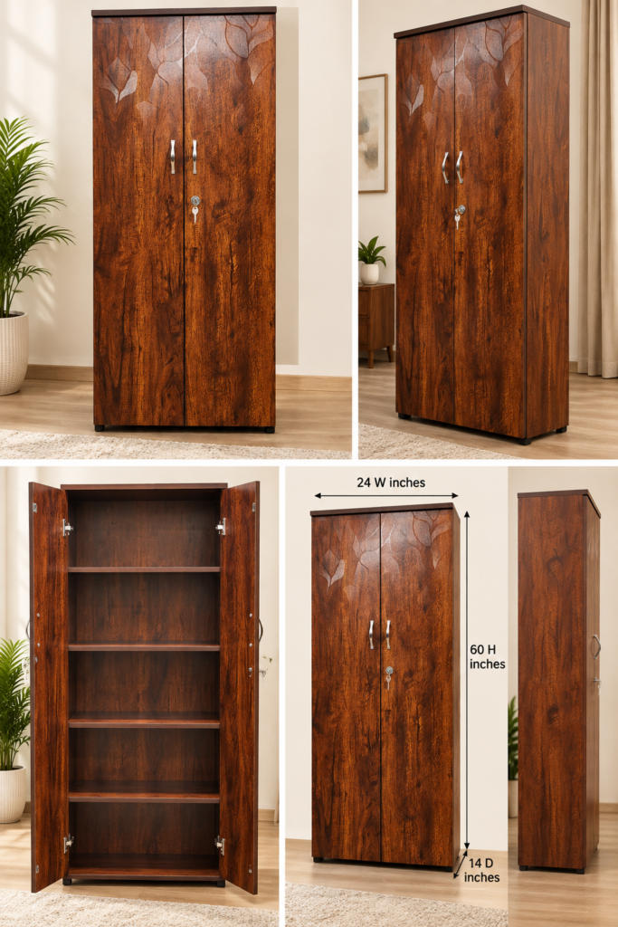 Evershine Furniture Bookshelf / Kitchen Shelf / Small Wardrobe 24 x 48 x 14 Inches