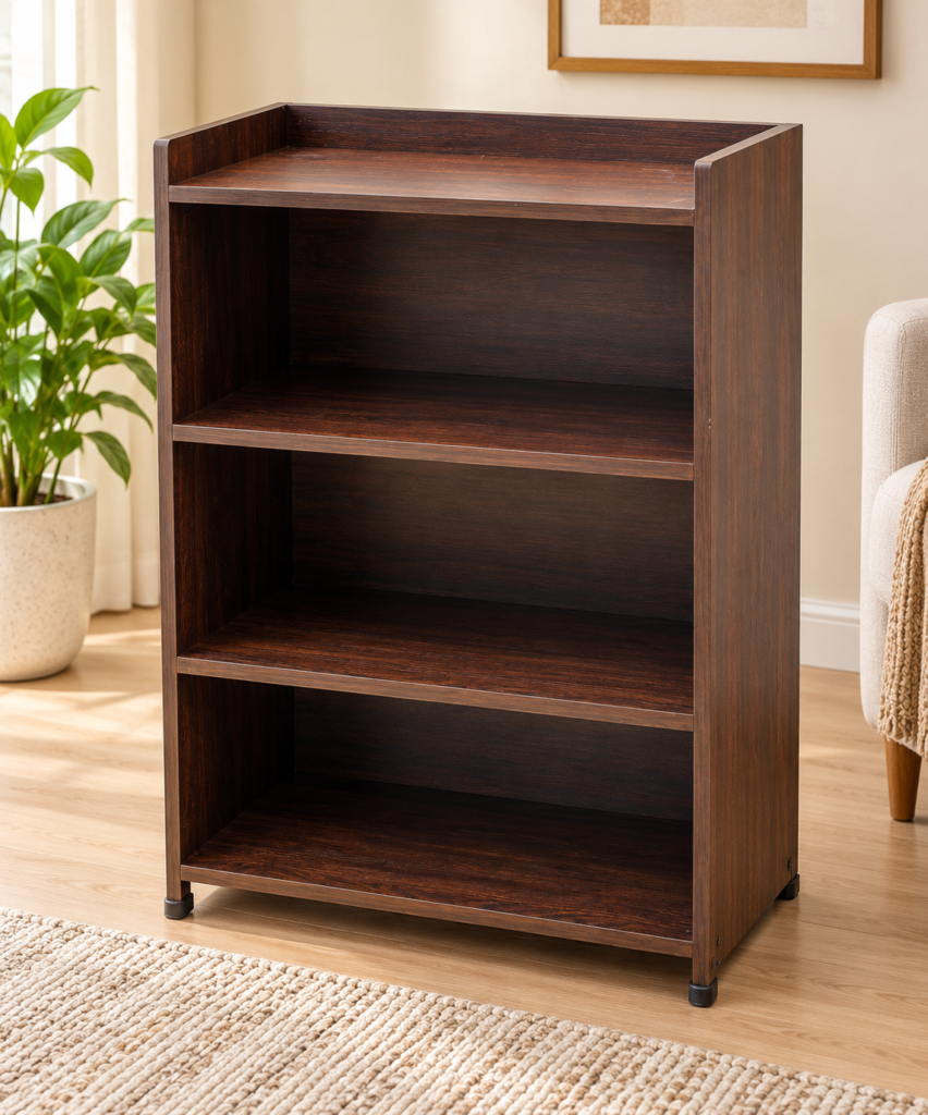 Open Bookshelf / Kitchen Shelf in Brown – Wooden Storage Rack