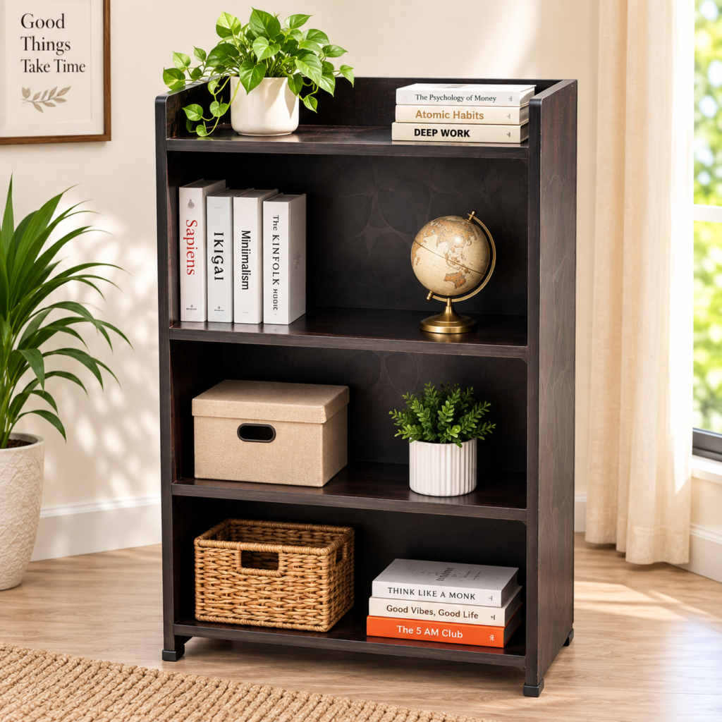 Open Bookshelf / Kitchen Shelf in Venge Ash Colour – Wooden Storage Rack