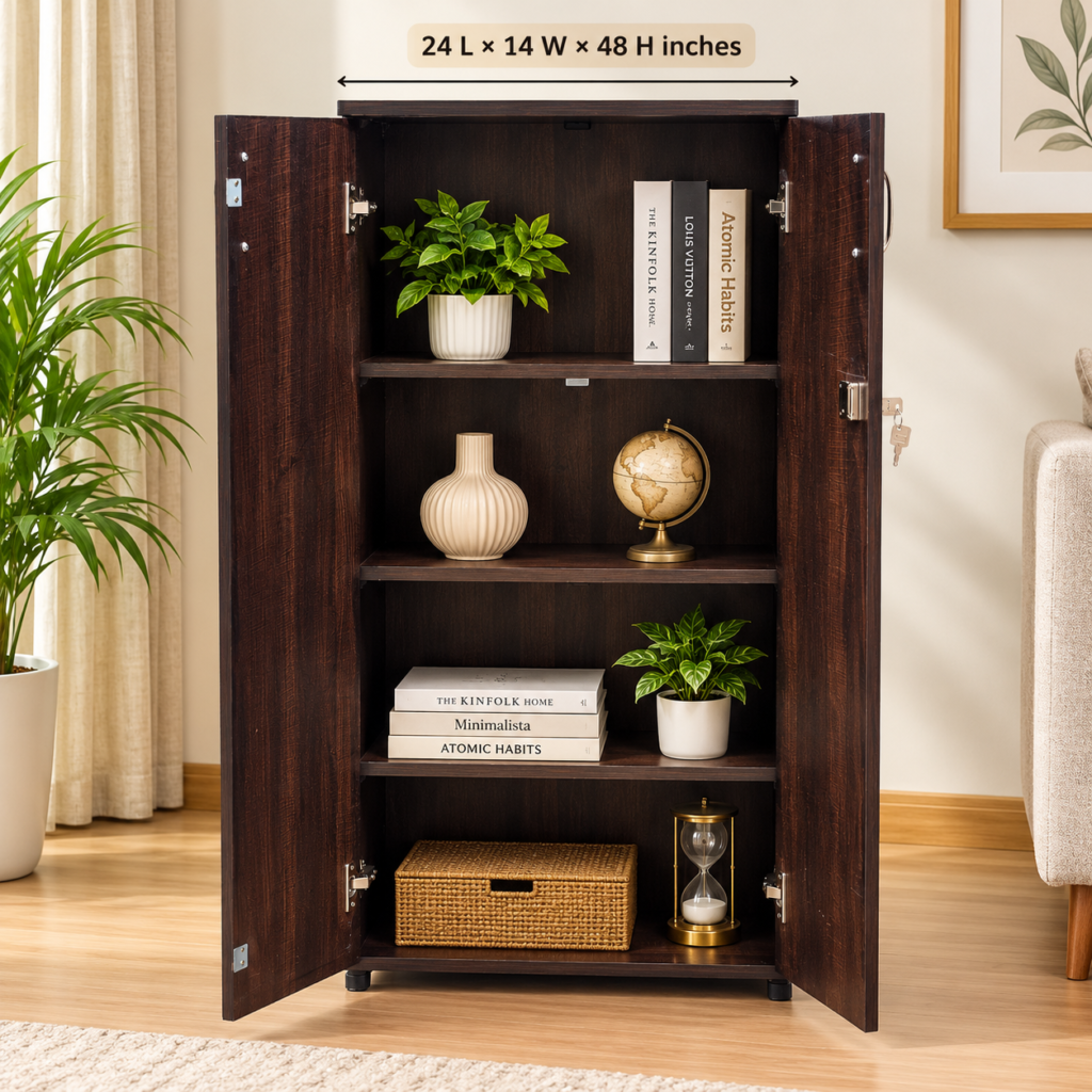 Evershine Furniture Bookshelf / Kitchen Shelf / Small Wardrobe 24 x 48 x 14 Inches
