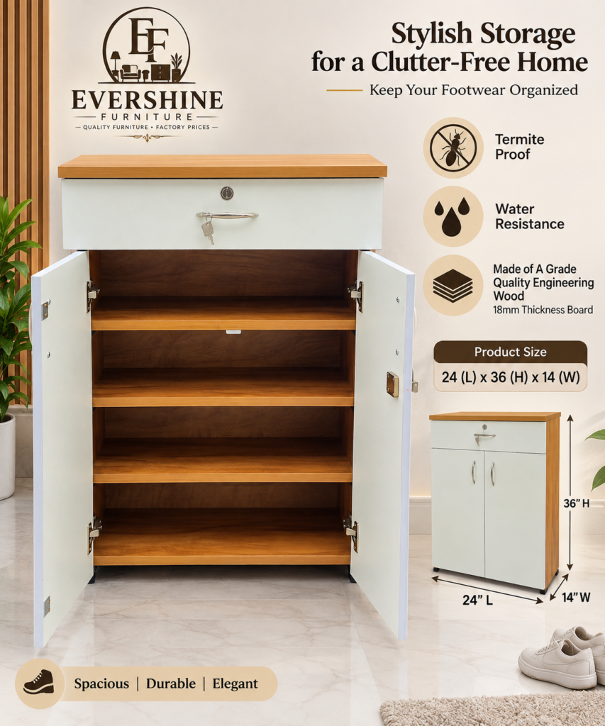 Evershine Furniture Shoe Rack 24 x 14 x 36 Inches with Drawer