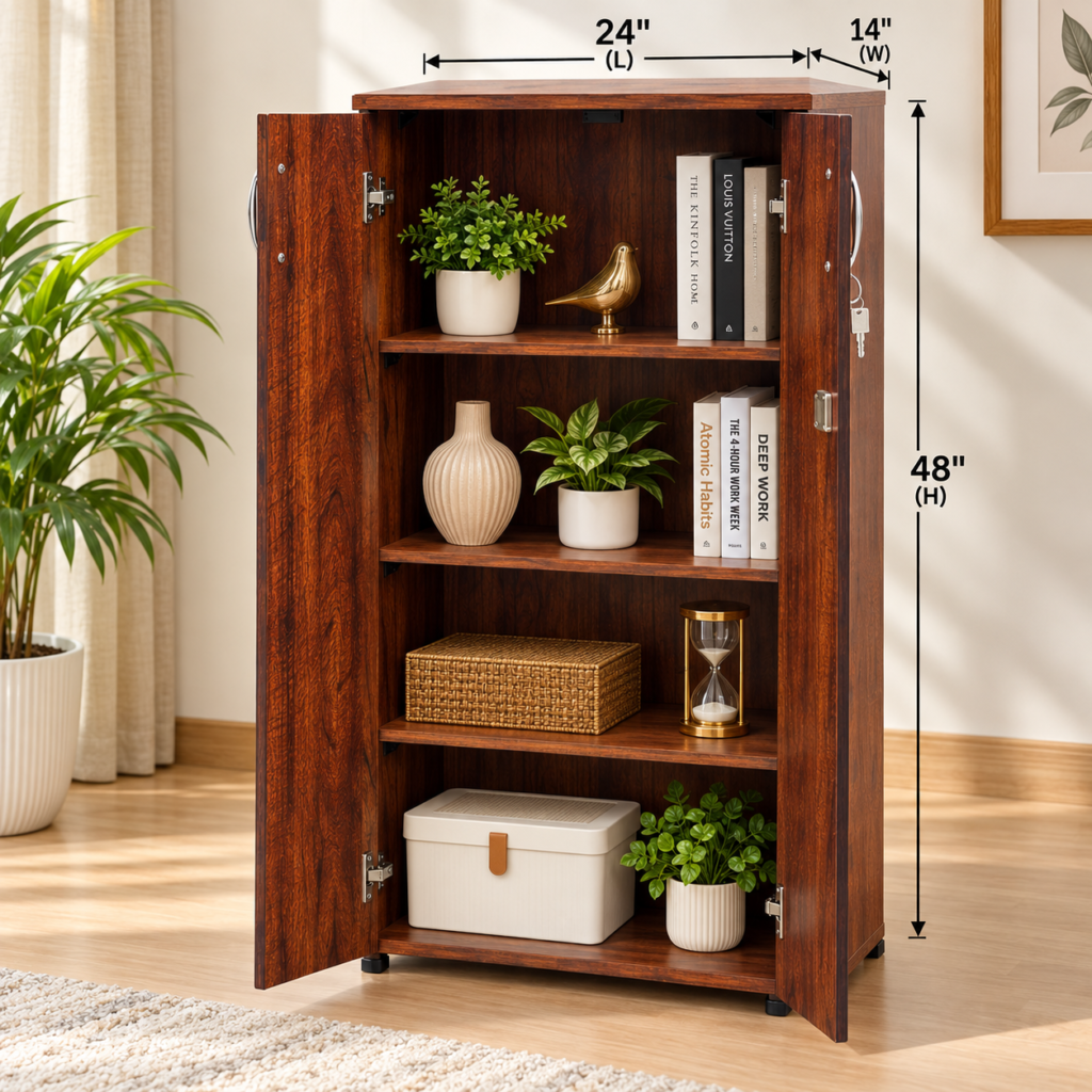 Evershine Furniture Bookshelf / Kitchen Shelf / Small Wardrobe 24 x 48 x 14 Inches