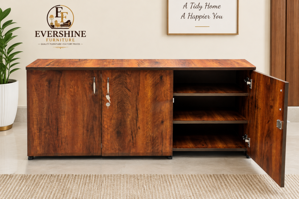 Wooden Shoe Cabinet for Home, Entryway & Living Room, Spacious Footwear Storage Organizer, Walnut Finish