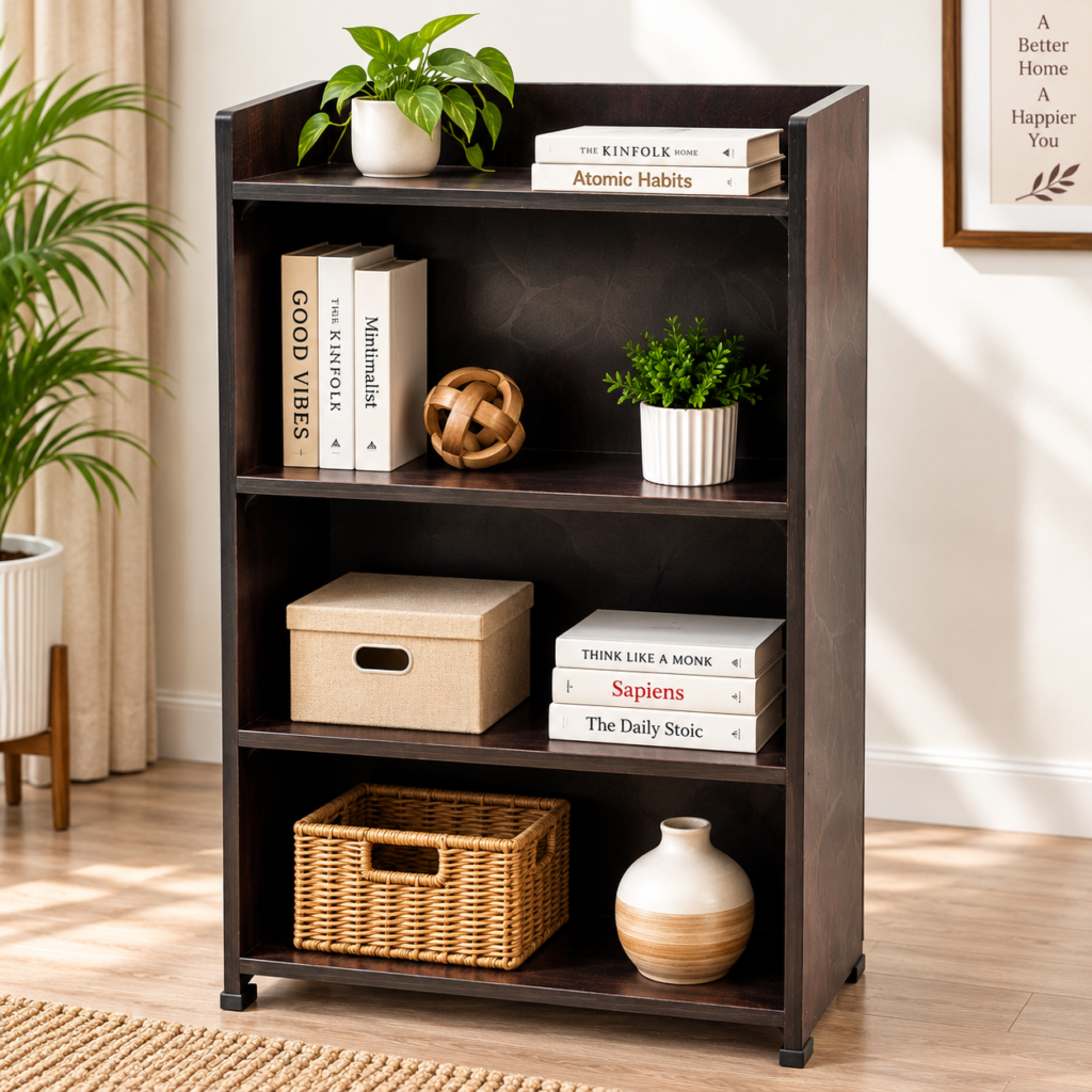 Open Bookshelf / Kitchen Shelf in Venge Ash Colour – Wooden Storage Rack