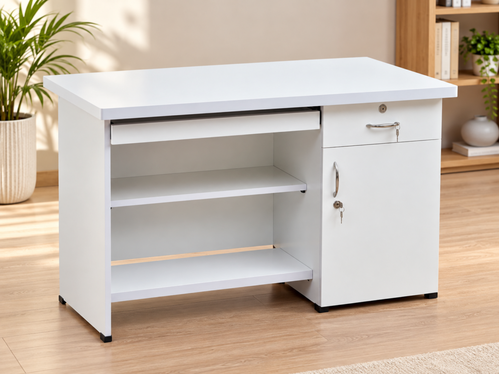 Study Work Table - Full White Finish
