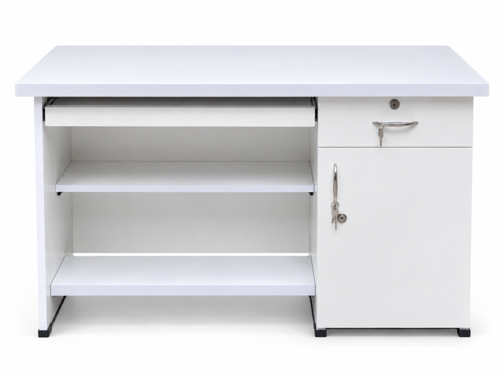 Study Work Table - Full White Finish