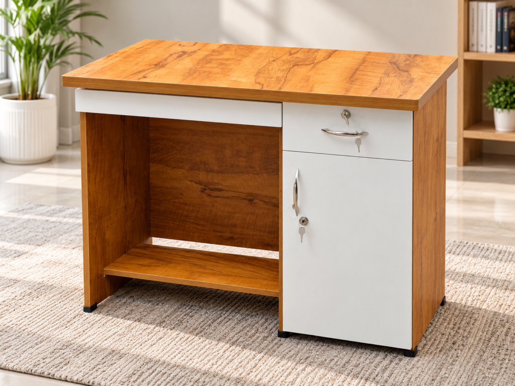 Office Table 36 x 18 x 30 Inches - White & Neshwood Finish