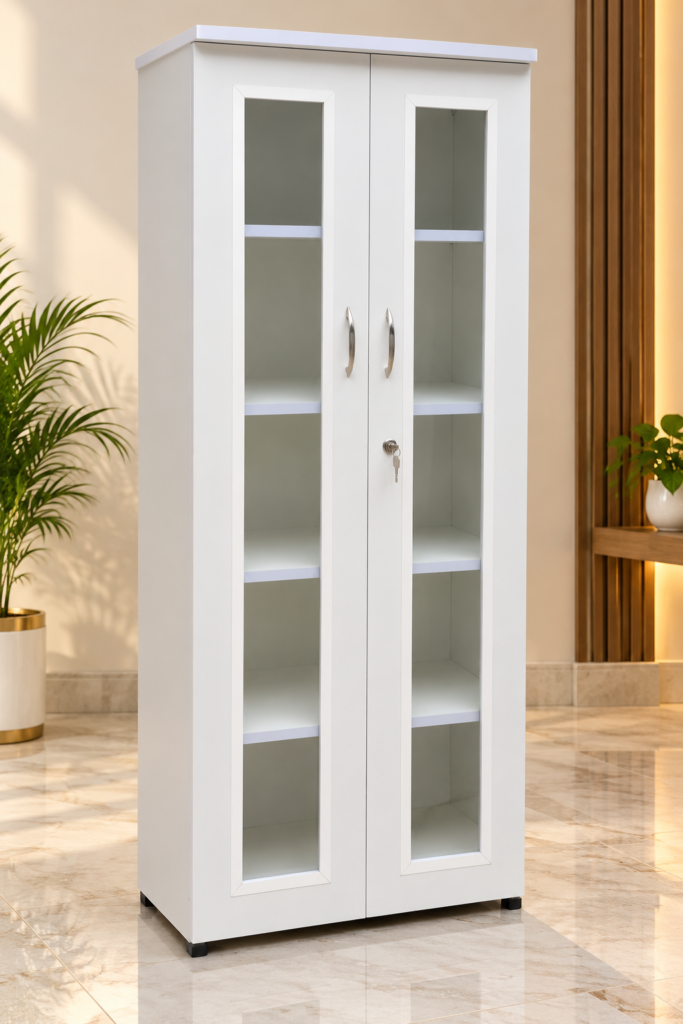 Crockery Unit / Showcase 24 x 60 x 14 Inches, 2 Door Glass Display Cabinet
