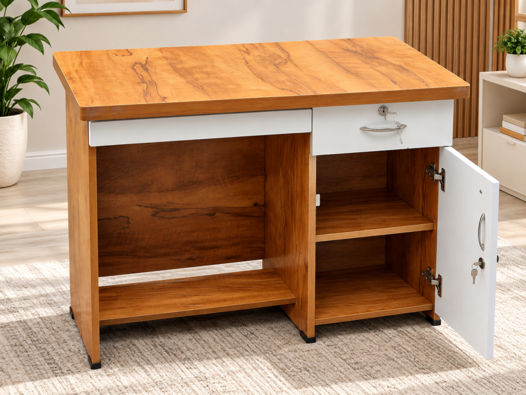 Office Table 36 x 18 x 30 Inches - White & Neshwood Finish