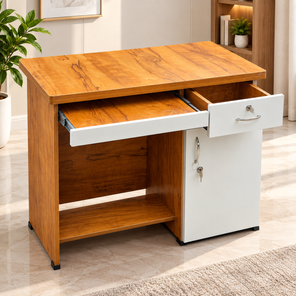 Office Table 36 x 18 x 30 Inches - White & Neshwood Finish