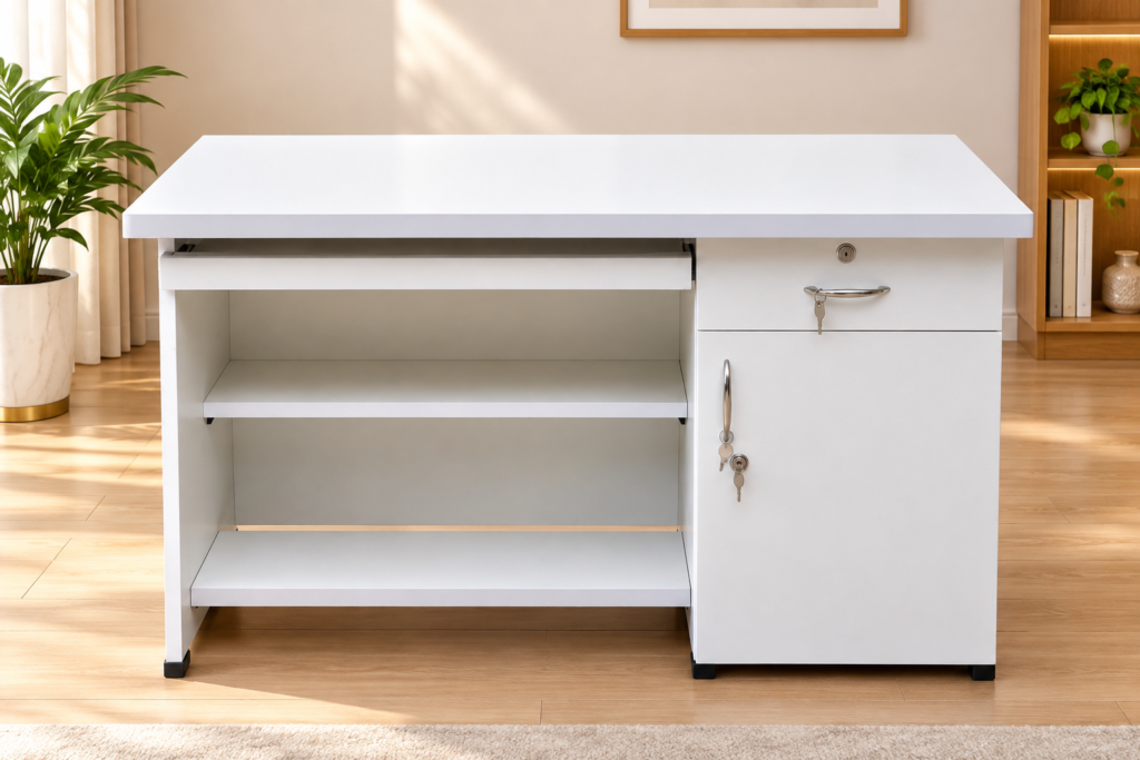 Study Work Table - Full White Finish